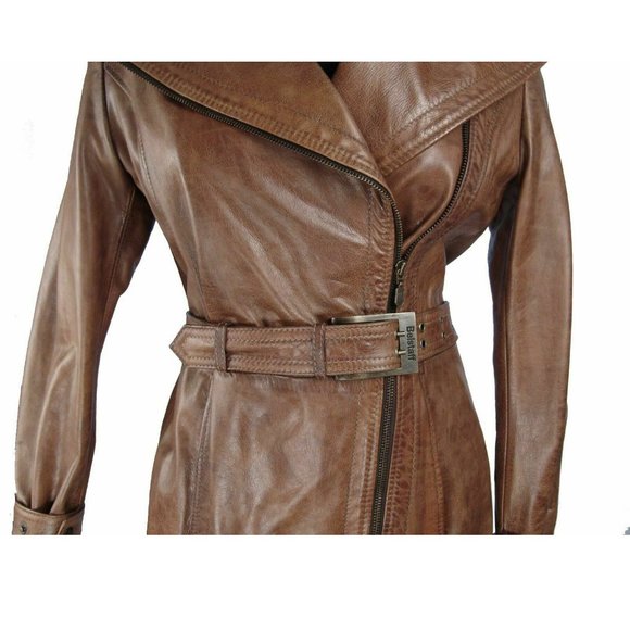 New Genuine Belstaff Leather Long Iver Pilots Coat EU 42 Italy Antique Cuer - Picture 12 of 13